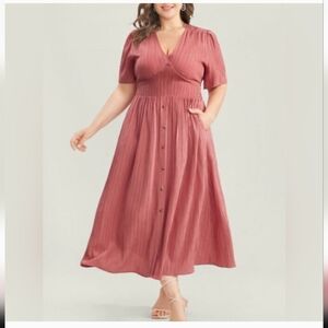 NWT!textured button detail queenann elastic waist pocket dress size 22-24 or 3X